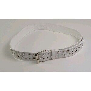 YMI Womens White Belt 40" Jewels Studded Vintage Y2K